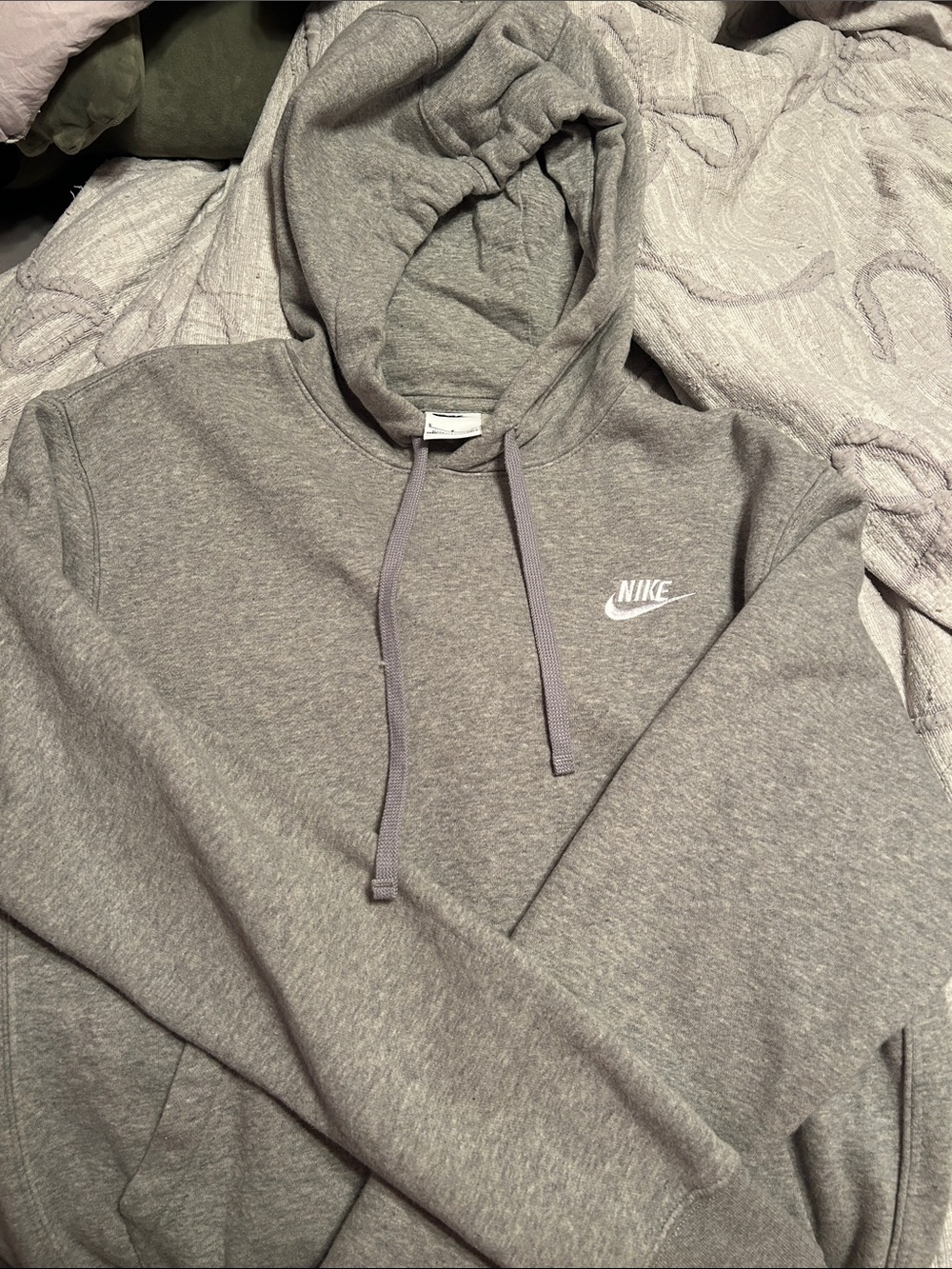 Nike Women’s Light Gray Hoodie with White Swoosh